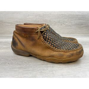 Twisted X Men's Boot Chukka Ankle Driving Moc Toe Flat Leather 11 Brown Shoes
